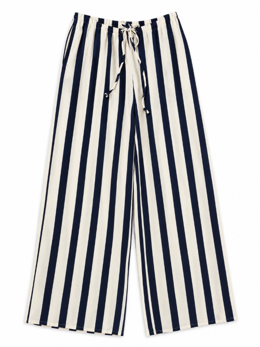 Sienna Sky Navy & Cream Striped Wide Leg Pants Size L. NWOT